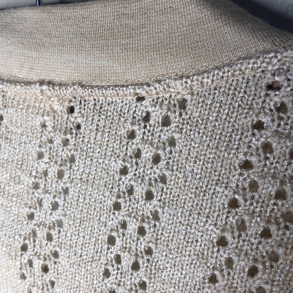 VINTAGE MISS PERNILLA Champagne Delicate Knit Open Cardigan Sweater Size 12 - Picture 5 of 16